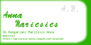 anna maricsics business card